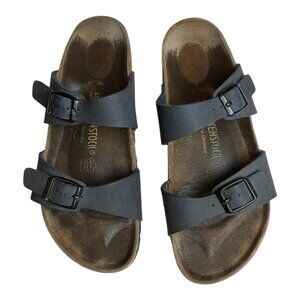 Birkenstock navy leather 2 strap sandal gently worn size 40